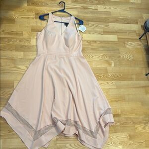 Xscape Pink Asymmetrical Dress with Unique Design